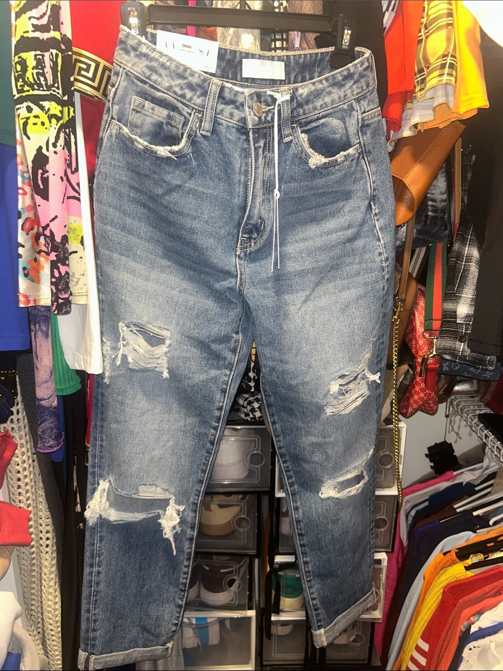 NWT- VERVET BY FLYING MONKEY Distressed Light Blue Mom Jeans